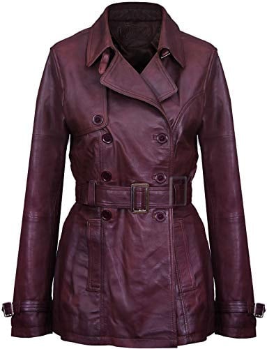 Infinity Leather Damen 3/4 Conker Braun Damen Lamm Nappa Leder Regenmantel 10