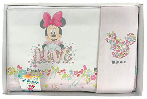 Disney Coordinato Lettino Baby Minnie neonata Set 3 Pezzi Cotone Stampato 1232