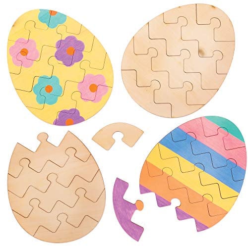 Baker Ross Ostereier-Holzpuzzles AT443 – Osterbasteleien für Kinder, 5 Stück