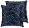 Art Fan-Design Cushion Cover Navy & Copper Geo Set of 2 Square Throw Pillow Case Sham Home for Sofa Chair Couch/Bedroom Decorative Pillowcases