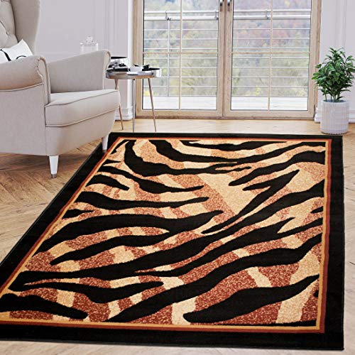 Carpeto Rugs Kurzflor Teppich Tierfell Optik Tiere Motiv Animal Print Muster - Bettvorleger Teppich für Wohnzimmer Schlafzimmer Esszimmer Beige Schwarz 250 x 300 cm