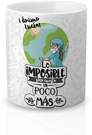 Yujuuu! | Taza Personalizable con Nombre | Taza cerámica para Regalo Original Profesión Enfermera. Resistente 100% al microondas y lavavajillas. (Diseño 03) Frase Imposible Cuesta Poco más.