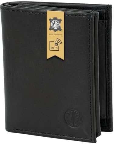 LINDENMANN Geldbörse Herren/Portemonnaie Herren Leder Geldbeutel schwarz