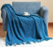 Hayisugal Wohndecke Boho Decke Weich Strick Wolldecke mit Quaste Kuscheldecke Sofadecke Couch Decke Überwurfdecke, Blau, 130 x 200cm