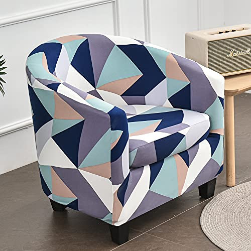 Highdi 2 Stück Sesselschoner Sesselüberwurf mit Elastisch Stretch Husse, Club Chair Schonbezug Sofabezug mit hoher Dehnung Sessel für Clubsessel Loungesessel Cocktailsessel (Bunte Geometrie)