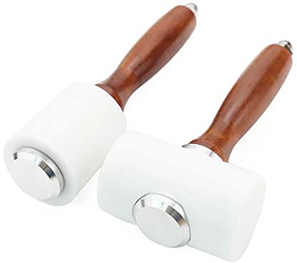 Martillo de tallado de cuero de 2 piezas, mazo de madera para manualidades, martillo de mango de madera de nailon, mazo de tallado de cuero, herramienta de manualidades para bricolaje, estampado,