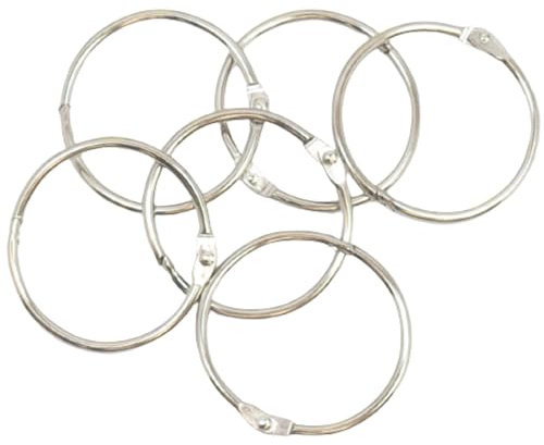 Craftelier - Set mit 6 Metallringen, ideal für Scrapbooking und Bastelarbeiten | Ringe für Alben, Notizbücher, Planer oder Terminplaner | Größe Ø 45 mm - Silber