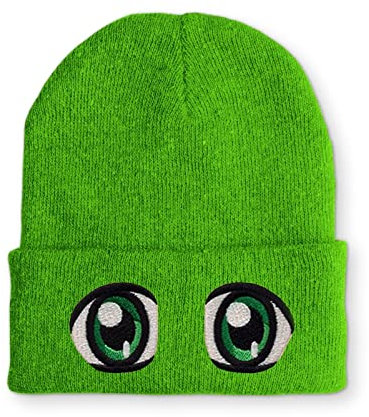 tshirtladen Anime Mütze lustige Nerd Mütze cute Eyes für Damen und Herren, Farbe: Lime