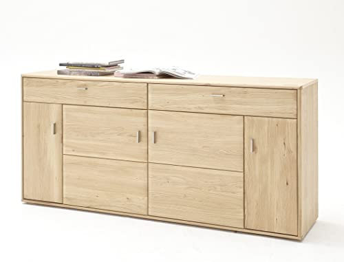 expendio Sideboard Torrent 2 Eiche Bianco massiv 184x89x45 cm Anrichte Wohnzimmer Schrank Esszimmer