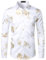 PARKLEES Chemise à manches longues pour homme - Imprimé rose doré - Coupe ajustée, Zzcl22-White Champagne, S