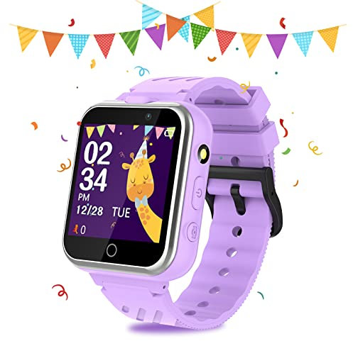 Retysaz Smart Watch für Kinder, 24 Spiele, Schrittzähler, 2 HD-Kameras, modische Smartwatches für Kinder von 3 bis 14 Jahren, tolle Geschenke für Mädchen und Jungen (lila)…