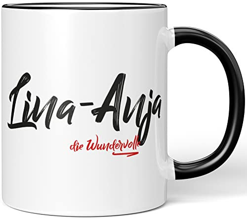 JUNIWORDS Tasse, Lina-Anja, die Wundervolle, Schwarz (5260671)