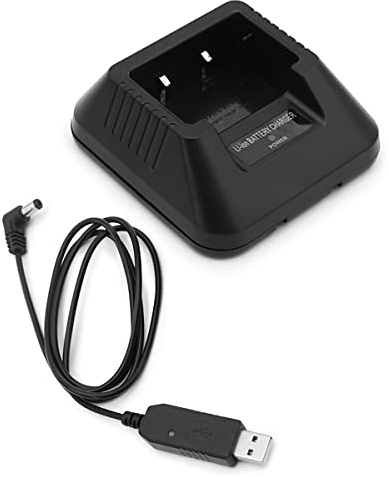 SUNDELY® Desktop-Ladegerät Ersatz für Baofeng Radio BF-F8HP UV-5R 5RA 5RB | DM-5R TYT TH-F8 Walkie-Talkie Li-Ionen-Akku Ladestation Basisstation (USB-Adapter)