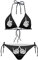 JEOCODY Damen High Waist Halfter Bikini Set Zweiteilige Badeanzüge String Dreieck Bikini Sets, Totenkopf Show Mittelfingernagel Muster, S