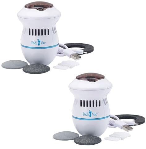 PediVac - Das Original aus dem TV - Doppelpack - elektrischer Hornhautentferner - wiederaufladbar - Hornhauthobel - Hornhautraspel - Fußpflege - Pediküre - 2 Aufsätze [grob & fein]