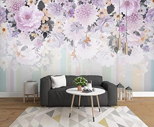 Fototapete 3D Tapete Aquarell Blumen Lila Fototapete 3D Effekt Wandtapete Vliestapete Wandbilder XXL Wanddeko Tapeten