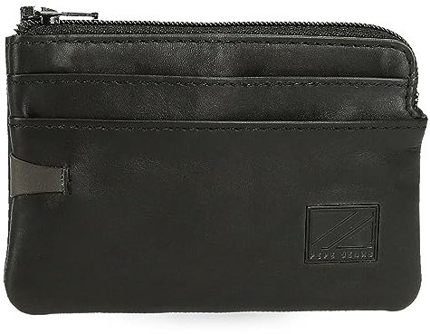 Pepe Jeans Marshal Portefeuilles et Porte-Monnaie en Cuir de Vachette Noir, Marron, Bleu et Gris, Noir, Talla única, Porte-Monnaie