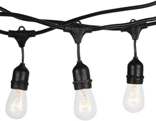 SQUADO Catena Luminosa E27 Catenaria 10 Portalampade Da 10 Metri, Cavo Nero Prolungabile led Cordoniera Uso Sia Esterno Che Interno
