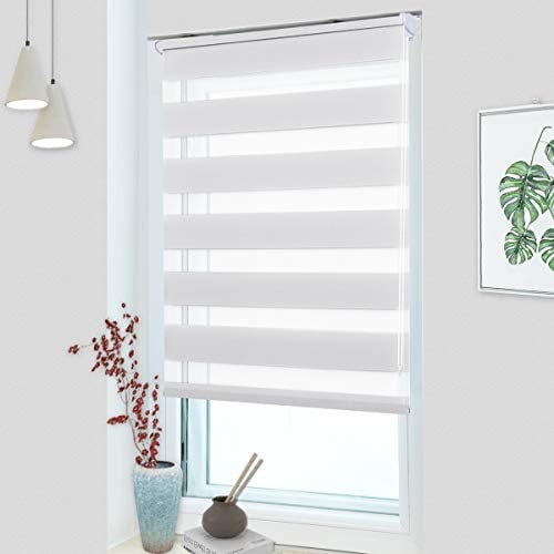 MupFup Doppelrollo Klemmfix ohne Bohren,Duo Rollo Klemmrollo Weiß 65 x 120cm(BxH), Lichtdurchlässig & Verdunkelnd Fensterrollo für Schlafzimmer, Badezimmer, Wohnzimmer Fenster und Tür