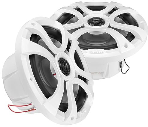 Timpano 8 Inch Marine Speakers 600 Watt Per Pair TPT-CX8MW-4 Coaxial 2 Way Waterproof Speakers, 1 Pair, White, Weather Resistant 8 Marine Speakers for Boat, ATV or RV Speakers, Bocinas Marinas