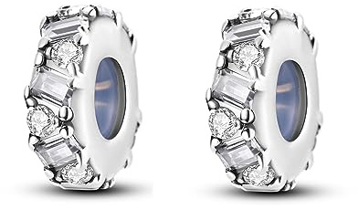 Parmuz Clip Spacer Charme für Armband 925 Sterlingsilber Pave Cubic Zirkonia Clip Lock Spacer Stopper Charm Bead Star Moon Evil Eye Charm Schmuck Geschenk für Frau
