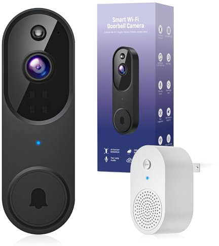 BITEPASS - 1080p Wireless Video Doorbell with Ring Doorbell, AI Human Detection, 2-Way Audio, Live FHD View, Wireless, Night Vision, Cloud Storage, Powered by