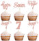 30Pcs 7th Birthday Cupcake Toppers Glitter Seven Happy 7 Cupcake Picks Cheers to 7 Years Old Cake Decorations for 7th Birthday Party Supplies Rose Gold