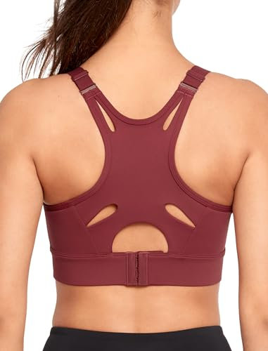 Yvette Verstellbar Sport BH Starker Halt Große Größen 2024 Neu Fitness Joggen Bra, Rot, XXL