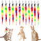 Amaxiu Katzenspielzeug - 12 Stück Regenbogen-Katzenwurm, Ersatz-Zauberstab, Ersatz-Feder, Interaktives Flauschiges Würmer Mit Glocken Für Katzen