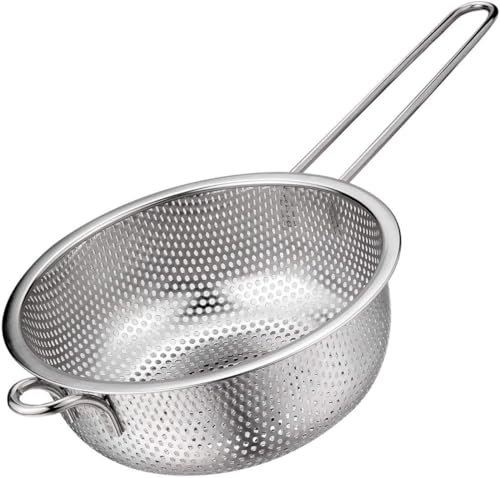 MGE - Scolapasta Perforato - Scolatutto in Metallo - Colino da Cucina - Colino a Rete - Scolatutto in Metallo - Scolatutto in Acciaio Inox - Colino da Cucina per Pasta, Riso - 22 cm