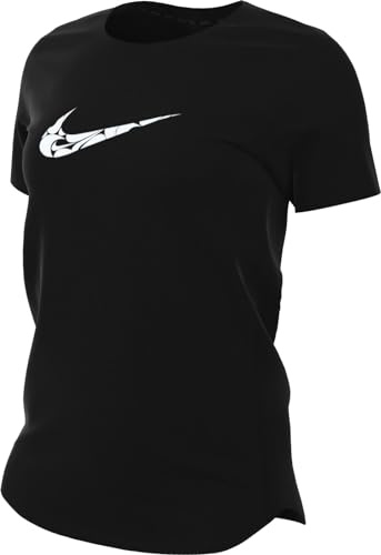 Nike Damen W Nk One Swsh Hbr Df Ss Top, Black/White, FN2618-010, S