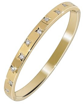 MILAKOO 6mm Damen Armreif aus Edelstahl und Zirkonia Stilvolles und Hübsches Armband mit Verschluss (Gold)