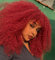 ISAMY Lange lockige Perücken für Schwarze Frauen Afro Bomb Curly Perücke mit Pony Synthetische Faser Klebefrei Lange Afro Kinky Curly Haar (Rot)