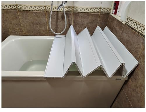 JIAYING Plegable Cubierta De Bañera, 1,2cm Espesor PVC Tablero De Aislamiento Bandejas para Bañera, Multifunción Cubierta De Almacenamiento, Teniendo 40kg (Color : White, Size : 70x60x1.2cm)