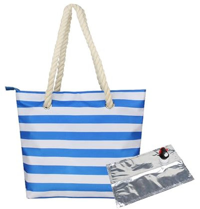 TAOZHUGONG Wein Einkaufstasche, Weintasche mit Getränkespender, Picknicktasche mit auslaufsicherem und isoliertem Fach Auslaufsichere Picknicktasche für Strand Reisen Picknick Camping (Blau - A)