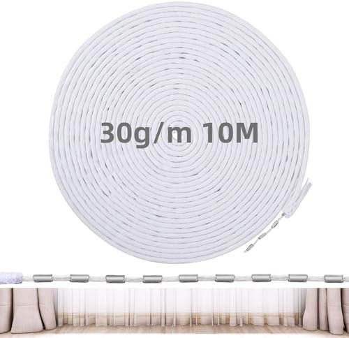 Yimomoyi Fil de Plomb pour Rideaux 10M, Plomb Rideau, Tresse de Plomb pour Rideaux, Fil de Corde de Plomb pour Rideaux Rideaux Textiles moustiquaire pour Rideau Douche Nappe Rideaux(30g-10M)