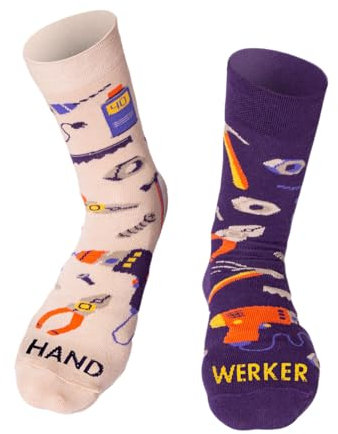 Happy Words Lustige Socken Herren - Herren Socken Bunt Größe 41-46 - Funny Socks Men mit Motiv - Baumwollsocken für Geschenke - Herrensocken für Alltag - Verschiedene Muster Männer