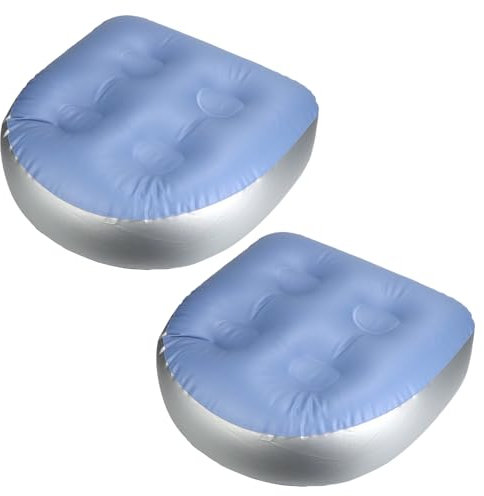 QWORK® 2 Stück Aufblasbares Sitzkissen, Whirlpool Sitzkissen Unterwasser, Aufblasbare Sitzerhöhung mit 4 Saugnäpfen