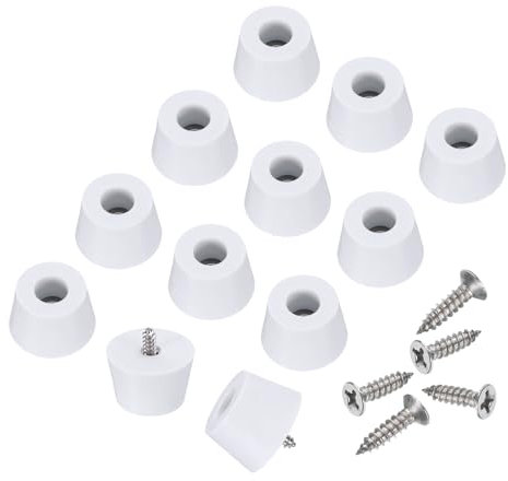sourcing map 24pcs Rubber Feet Bumpers Buffer Non-Slip Rubber Feet Pad with 6mm Screws for Cutting Board, Cutting Board Feet Non-Slip, Cutting Board Rubber Feet (White, 0.8H x 1.3D)