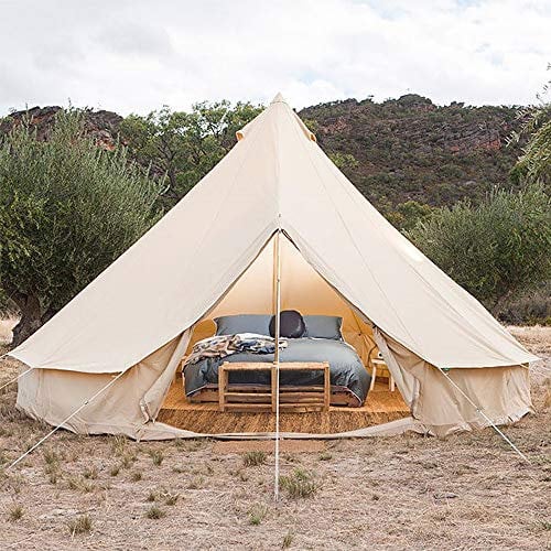 Großes Familien-Tipi-Zelt, 3 m, 6 m Durchmesser, 4 Jahreszeiten, Segeltuch, Jurtenzelt mit Reißverschluss, Bodenplane für Outdoor-Camping, Pyramidenform für ultimativen Komfort und Stil