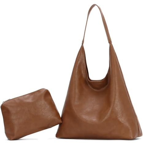 EVEOUT Weiches Leder Tote Tasche für Damen Große Hobo Schultertaschen mit Beuteltasche Minimal Kunstleder Umhängetaschen Tragetasche Shopper für Arbeit Urlaub Hochschulen