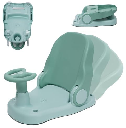 Asiento de Baño para Bebé de 6 a 24 Meses, Asiento Bañera Bebe con Respaldo Ajustable y 4 Ventosa, Silla de Ducha Plegable y Antideslizante, Silla Bañera Bebe, Ergonómico Asiento de Ducha para Bebé