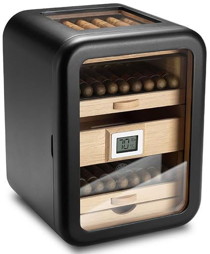 LBMED Zigarrenhumidore, Elektronischer Humidorschrank, Luftbefeuchter Und Thermometer, 1° Präzise Temperaturregelung Und Für 110 Zigarren, Hohlkammerdesign, 360° Luftzirkulation, Für Bar, Zuhause