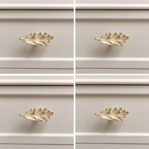 Melody Maison Set Of 4 Shiny Gold Oak Leaf Drawer Knobs