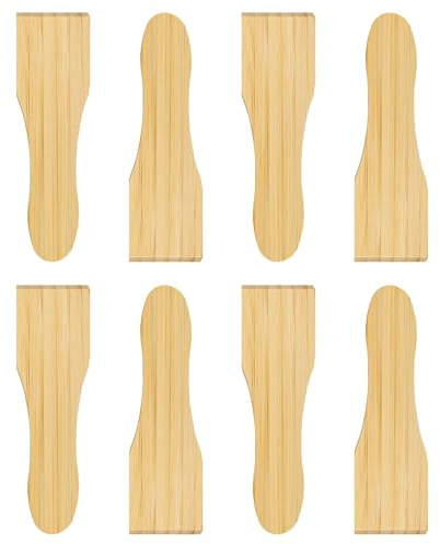 Kosmosta 8 Pack Bamboo Raclette Spatulas, Smooth Natural Mini Scrapers for Cheese Pans, Non-Scratch Utensils Safe for Non-Stick Pans, Raclette Grills, Fondue & Small Cookware