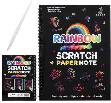 Opvonxeh Scratch Books Kids, Kinder Drawing Notebook, Bildungsnotizbuch, Scratcher Art Book, Holzstift inklusive, 10,43 x 7,48 Zoll Reise- und Schul-Aktivitätsbuch für Study Room Kindergarten