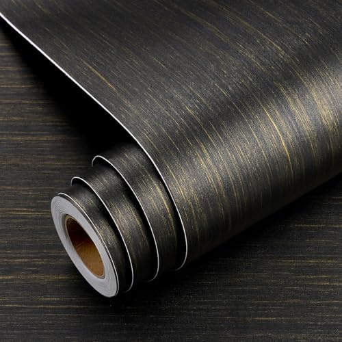 Yenhome Vinilo Adhesivo Grueso para Encimera de Cocina Madera Negro 81x300cm Papel Adhesivo Madera para Muebles Papel Pintado Autoadhesivo Negro para Escritorio Armario Gabinete Tabla Lavable