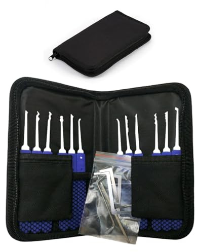 PHYNDR 17 Stück lockpicking Set, Universal Edelstahl Dietrich Schlüssel,Für Zimmertüren,Haushaltsschlosszubehör,Mit Aufbewahrungstasche(Schwarz)