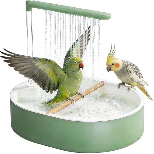 Automatic Bird Shower Bath - USB Rechargeable & Quiet Circulating Fountain For Cage | Detachable Bird Bath Tub With 26 Water Outlets For Cockatiel, Parakeet, Lovebird, Parakeet