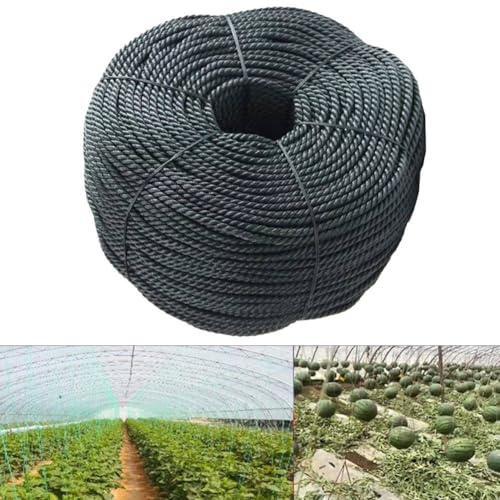 Corde en polyéthylène haute densité - 6 mm de diamètre x 30 m - Résistante aux UV et aux intempéries - Pour utilisation en extérieur, serre, marine et industrielle - Noir